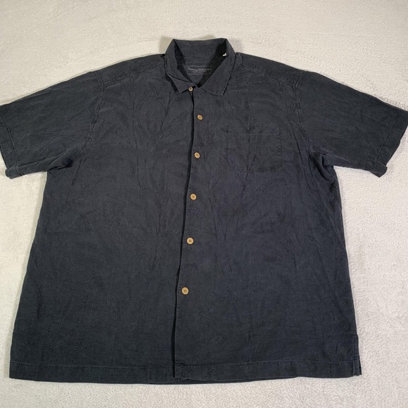 Tommy Bahama Other - Tommy Bahama Shirt Mens XL Black 100% Silk Palm Leaf Hawaiian Short Sleeve